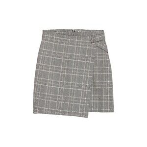 H&M Glen Plaid Mini Skirt Womens Size 8 Wrap Style Gray Black Preppy
